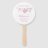 かわいいピンクの水玉模様赤ちゃんシャワー ハンドファン (正面)