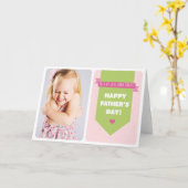 かわいいピンクの水玉模様 |フォトファーザーのデイカード カード (黄色い花)