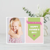 かわいいピンクの水玉模様 |父の日フラットカード カード (スタンド正面)