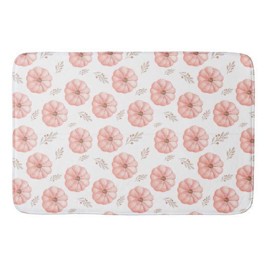 かわいいピンクの水色かぼちゃの秋シャワーカーテン バスマット (正面)