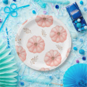 かわいいピンクの水色かぼちゃの花 ペーパープレート (パーティー)