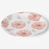 かわいいピンクの水色かぼちゃの花 ペーパープレート (アングル)