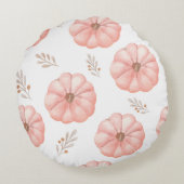 かわいいピンクの水色かぼちゃの花 ラウンドクッション (裏面)