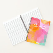 かわいいピンクの水色のカスタム文字モノグラム名 ノートブック (内部)