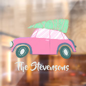 かわいいピンクの水色のカークリスマスツリーパーソナライズされた  ウィンドウサイン (シート2)