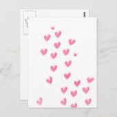 かわいいピンクの水色のハートはがき ポストカード (正面/裏面)