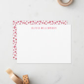 かわいいピンクの水色のハートパターパーソナライズされたン ノートカード (正面/裏面インサイチュ)