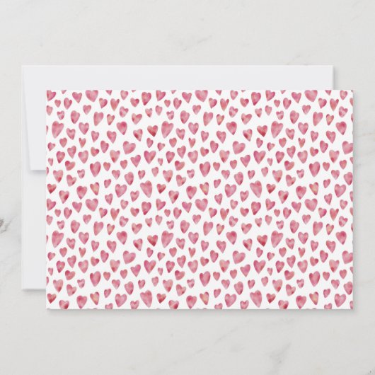 かわいいピンクの水色のハートパターパーソナライズされたン ノートカード (裏面)