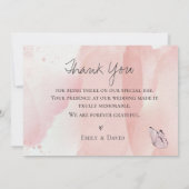 かわいいピンクの水色のフローラバタフライ結婚ズ サンキューカード (裏面)