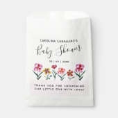 かわいいピンクの水色のフローラ女の子ベビーシャワー フェイバーバッグ (正面)