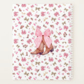 かわいいピンクの水色の弓女性のカーボーイブーツ プランナー手帳 (裏面)