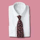 かわいいピンクの水色の愛のハートパターン ネクタイ