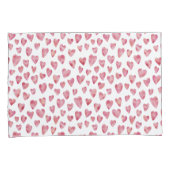 かわいいピンクの水色の愛のハートパターン 枕カバー (正面右)