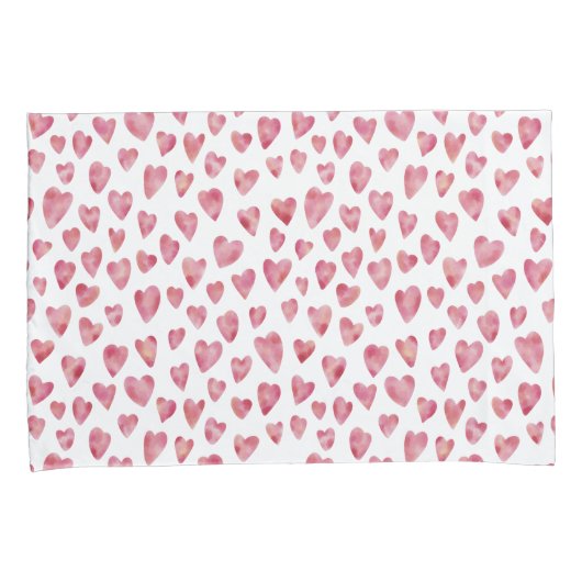 かわいいピンクの水色の愛のハートパターン 枕カバー (正面右)