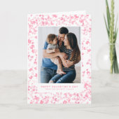 かわいいピンクの水色の愛ハートバレンタインデー シーズンカード (正面)