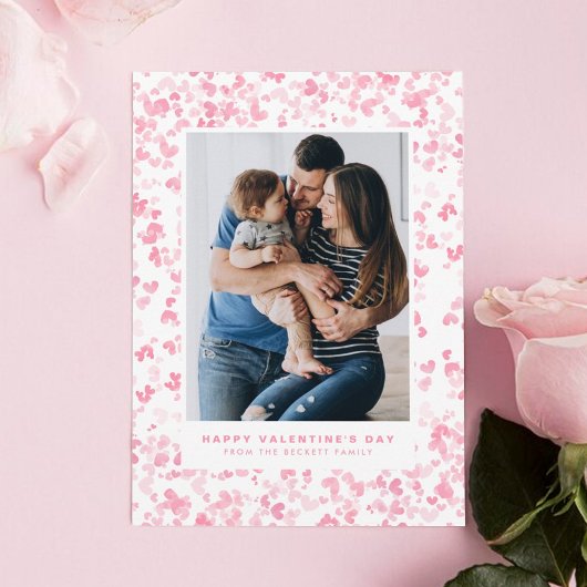 かわいいピンクの水色の愛ハートバレンタインデー シーズンカード