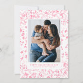 かわいいピンクの水色の愛ハートバレンタインデー シーズンカード (正面)