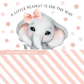 かわいいピンクの水色の象のベビーガールシャワー 招待状