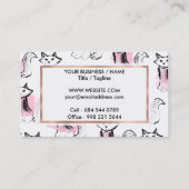 かわいいピンクの水色の黒い筆跡の猫の傾向 名刺 (裏面)