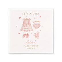 かわいいピンクの水色ぼほ服女の子ベビーシャワー