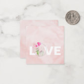 かわいいピンクの水色サボテンのバレンタインデー ノートカード (正面/裏面インサイチュ)