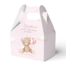 かわいいピンクの水色テディベア女の子ベビーシャワー