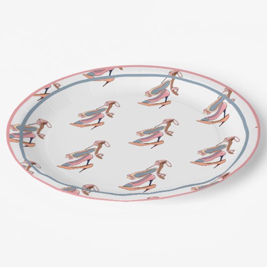 かわいいピンクの水色ディバグラムスティレット ペーパープレート (アングル)