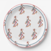 かわいいピンクの水色ディバグラムスティレット ペーパープレート (正面)