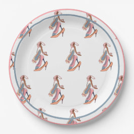 かわいいピンクの水色ディバグラムスティレット ペーパープレート