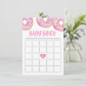 かわいいピンクの水色ドーナツ赤ちゃんシャワービンゴ エンクロージャーカード (スタンド正面)