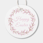 かわいいピンクの水色プッシウィローハッピーイースター フェイバータグ