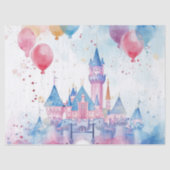 かわいいピンクの水色プリンセス城 薄葉紙 (正面)