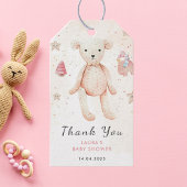 かわいいピンクの水色ベビーおもちゃ赤ちゃんシャワー ギフトタグ
