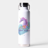 かわいいピンクの水色ユニコーン ウォーターボトル (正面)