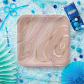 かわいいピンクの水色抽象デザイン ペーパープレート (パーティー)