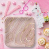 かわいいピンクの水色抽象デザイン ペーパープレート (パーティー)