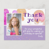 かわいいピンクの泡フォト誕生日ありがとう ポストカード (正面)