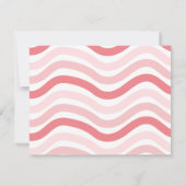 かわいいピンクの波線ハート柄の子供向け文房具 ノートカード (裏面)