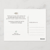 かわいいピンクの洗濯物 | ベビーシャワーのお礼 ポストカード (裏面)