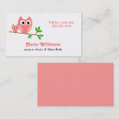 かわいいピンクの漫画のフクロウのお母さんカード コーリングカード (正面/裏面)