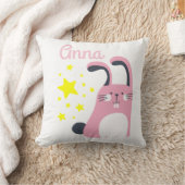 かわいいピンクの漫画の名前のバニー クッション (ブランケット)