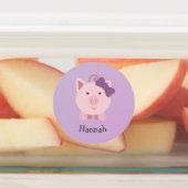 かわいいピンクの漫画の女の子ブタ ラベル (貼付)