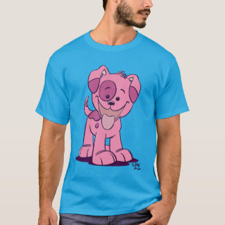 かわいいピンクの漫画の子犬Tシャツ Tシャツ