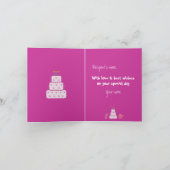 かわいいピンクの漫画は誕生日動物の慈善をかわいがります カード (内部)