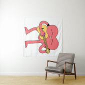 かわいいピンクの漫画ハート遊の音楽ギタークリップ タペストリー (インサイチュ(横))