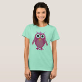かわいいピンクの漫画フクロウプリンセス Tシャツ (正面フル)