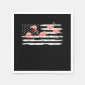 かわいいピンクの漫画フラミンゴUSA国旗7月4日 スタンダードカクテルナプキン (正面)