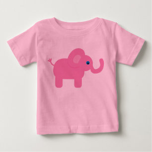 かわいいピンクの漫画ベビーゾウ ベビーTシャツ