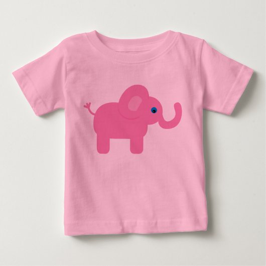 かわいいピンクの漫画ベビーゾウ ベビーTシャツ (正面)