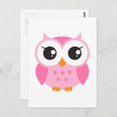 かわいいピンクの漫画ベビーフクロウ ポストカード (正面/裏面)
